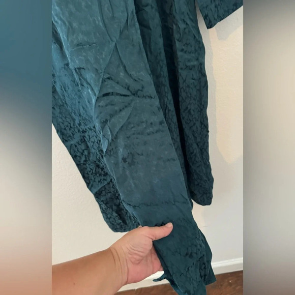 By Anthropologie Womens Size 12 Blazer Wrap Dress Midi Deep Teal Front Slits - Picture 8 of 12